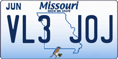 MO license plate VL3J0J