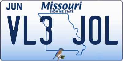 MO license plate VL3J0L