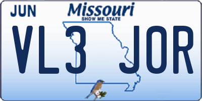 MO license plate VL3J0R