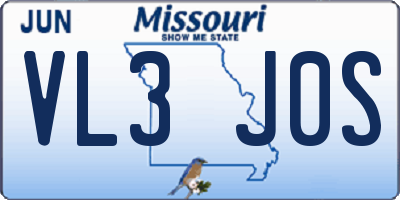 MO license plate VL3J0S