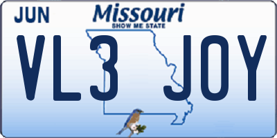 MO license plate VL3J0Y