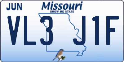 MO license plate VL3J1F