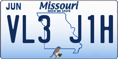 MO license plate VL3J1H
