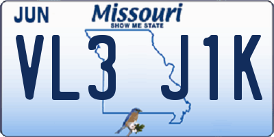 MO license plate VL3J1K