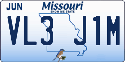 MO license plate VL3J1M