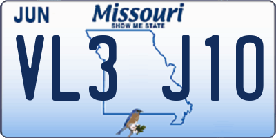 MO license plate VL3J1O