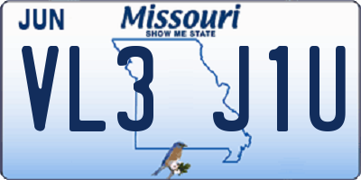 MO license plate VL3J1U