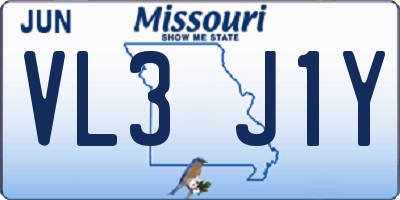MO license plate VL3J1Y