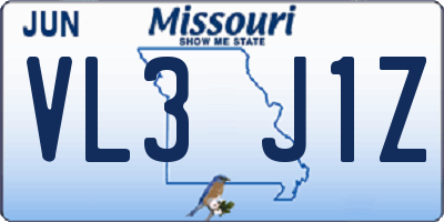 MO license plate VL3J1Z