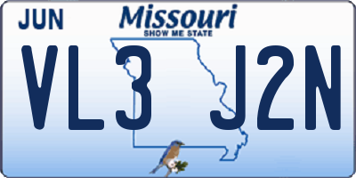 MO license plate VL3J2N