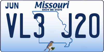 MO license plate VL3J2O