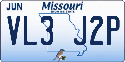 MO license plate VL3J2P