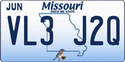 MO license plate VL3J2Q