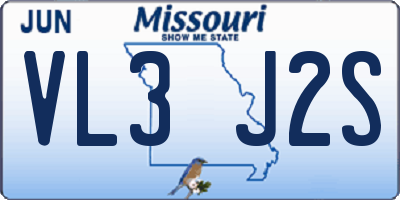MO license plate VL3J2S
