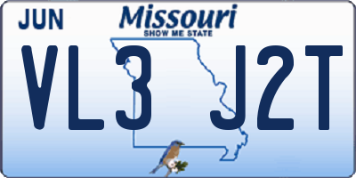 MO license plate VL3J2T