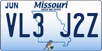 MO license plate VL3J2Z
