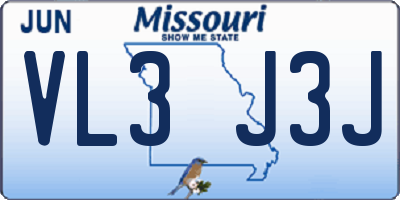 MO license plate VL3J3J