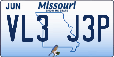 MO license plate VL3J3P