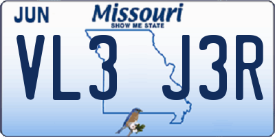 MO license plate VL3J3R