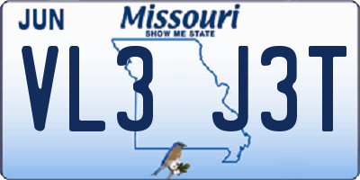 MO license plate VL3J3T