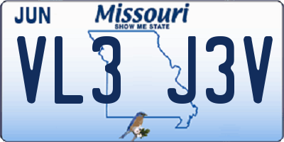 MO license plate VL3J3V