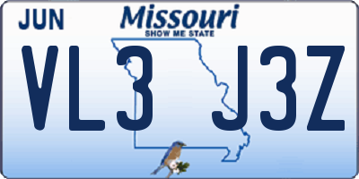 MO license plate VL3J3Z