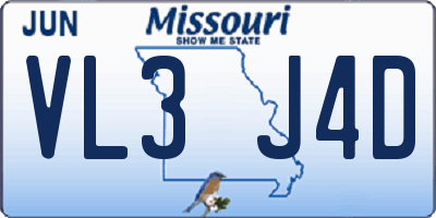 MO license plate VL3J4D