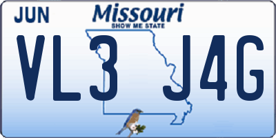 MO license plate VL3J4G