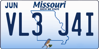 MO license plate VL3J4I