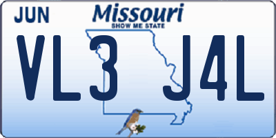 MO license plate VL3J4L