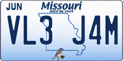 MO license plate VL3J4M