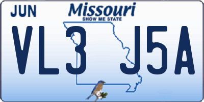MO license plate VL3J5A