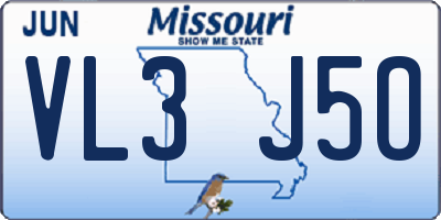 MO license plate VL3J5O