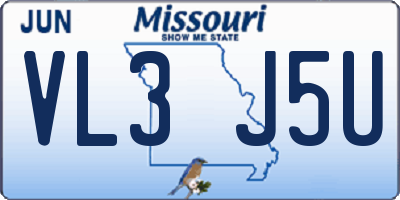 MO license plate VL3J5U