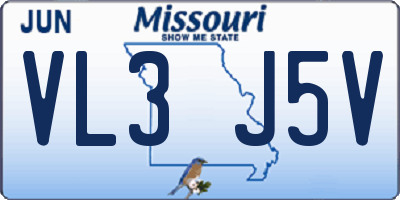 MO license plate VL3J5V