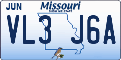 MO license plate VL3J6A