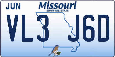 MO license plate VL3J6D