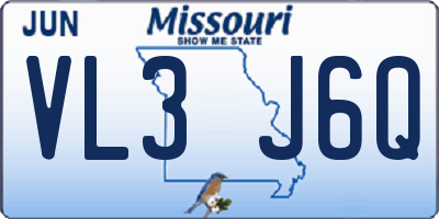 MO license plate VL3J6Q