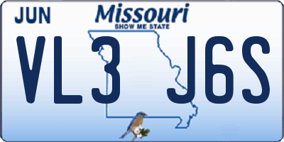 MO license plate VL3J6S