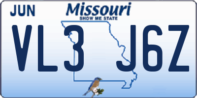 MO license plate VL3J6Z