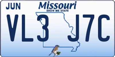 MO license plate VL3J7C