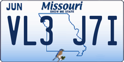 MO license plate VL3J7I
