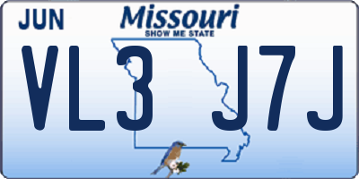 MO license plate VL3J7J