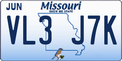 MO license plate VL3J7K