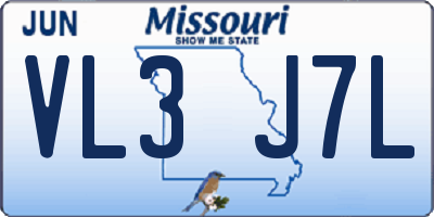 MO license plate VL3J7L