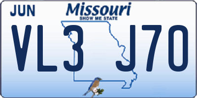 MO license plate VL3J7O