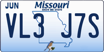MO license plate VL3J7S