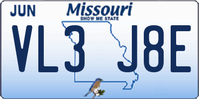 MO license plate VL3J8E