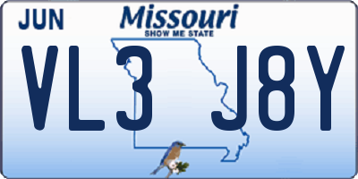 MO license plate VL3J8Y