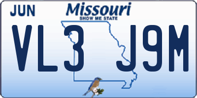 MO license plate VL3J9M